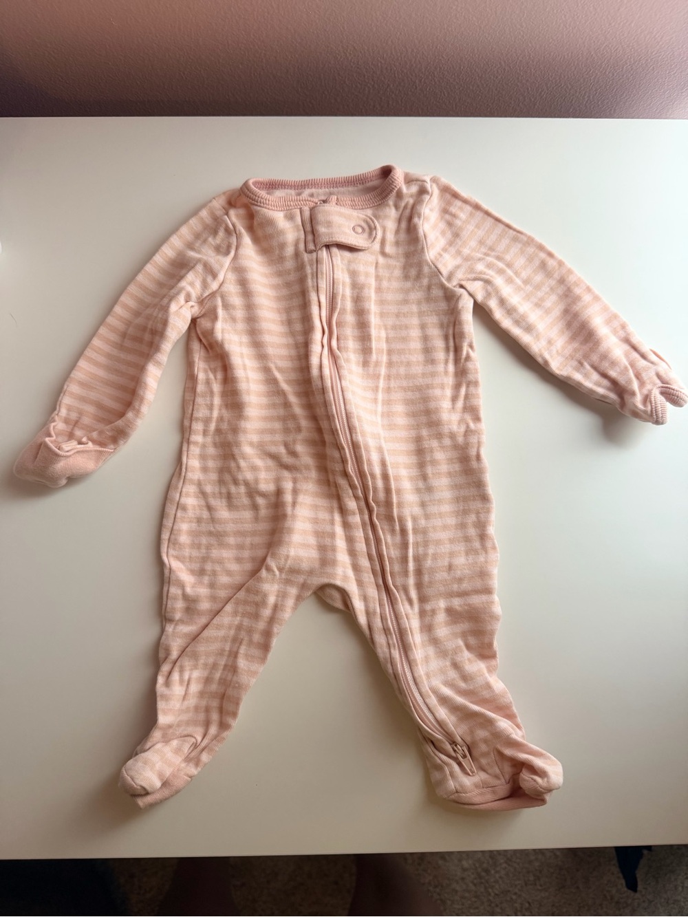 Cloud Island Newborn Pink Striped Footed Sleeper | Soft Cotton Zip Pajamas